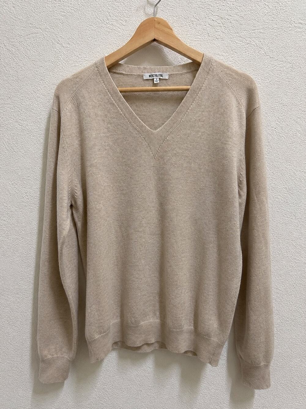 Mercy & Loyal Merino Cashmere Oatmeal VNeck Quiet Luxury Sweater Capsule Coastal